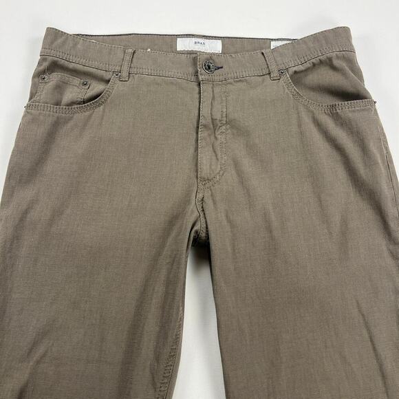 Brax Cooper Fancy Regular Fit Light Casual Dress Chino Pants Tan Size 36/34 - Picture 3 of 13